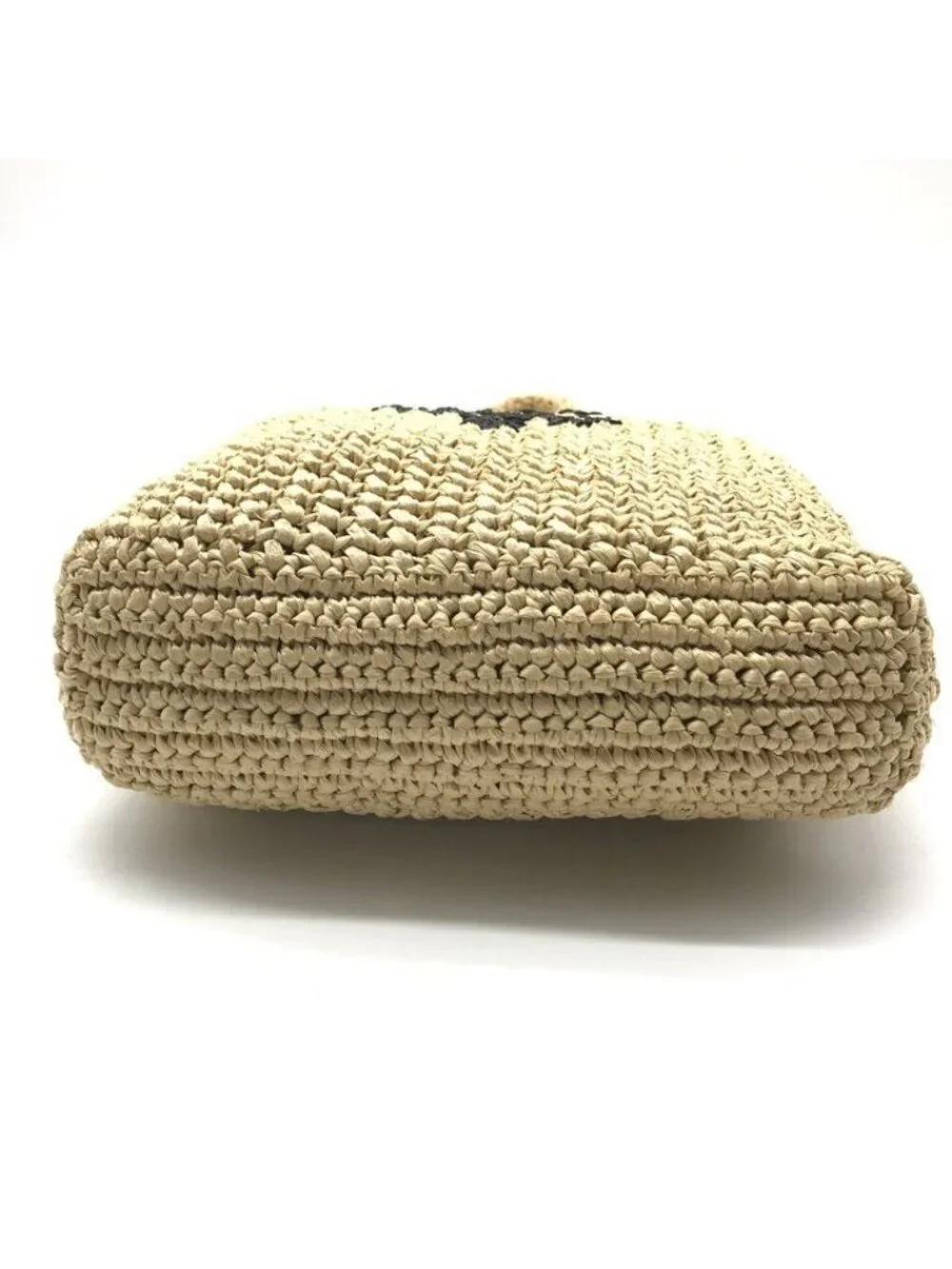 Prada Raffia Tote Shoulder Basket Crochet Logo Embroidery